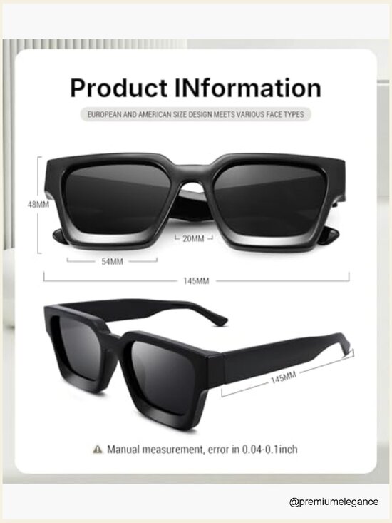 Square Sunglasses Thick Frame Simple Designer Style Shades Unisex